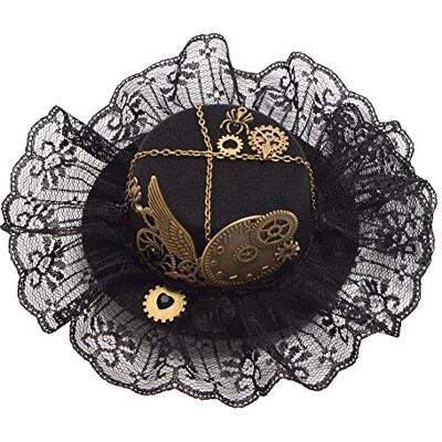 GRACEART Mini chapeau haut-de-forme Steampunk Accessoire de coiffure victorien pour Halloween, J, S GRACEART Mini chapeau haut-de-forme Steampunk Accessoire de coiffure victorien pour Halloween, J, S