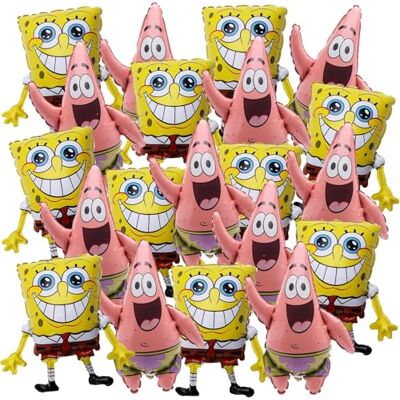 Toyland ® Lot de 20-37 cm (15") Mini ballons SpongeBob SquarePants et Patrick Star de Mer Bâtonnets et godets inclus Décorations pour anniversaire Toyland ® Lot de 20-37 cm (15") Mini ballons SpongeBob SquarePants et Patrick Star de Mer Bâtonnets et godets inclus Décorations pour anniversaire