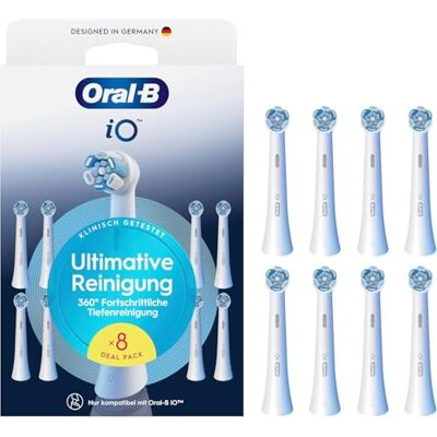 Oral-B iO Ultimate Reinigung Lot de 8 brossettes de rechange d'origine pour brosse à dents électrique iO Blanc Oral-B iO Ultimate Reinigung Lot de 8 brossettes de rechange d'origine pour brosse à dents électrique iO Blanc