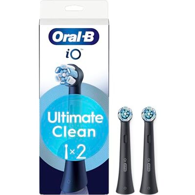 Oral-B Brossettes de Rechange Ultimate Clean, lot de 2, Noires Recharges Brosse à Dents Électrique iO, pour Adultes, Tête Ronde pour un Brossage en Profondeur Oral-B Brossettes de Rechange Ultimate Clean, lot de 2, Noires Recharges Brosse à Dents Électrique iO, pour Adultes, Tête Ronde pour un Brossage en Profondeur