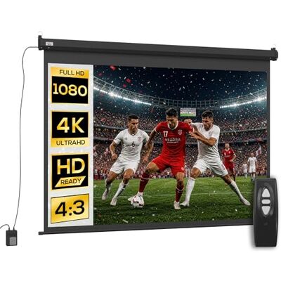 HOMCOM Écran Vidéoprojecteur Motorisé 100 Pouces 4:3 4K HD Noir Écran de Projection ÉlectriqueTV et Home Cinéma, Montage Mural ou Plafond, Panneau de Commande, Télécommande HOMCOM Écran Vidéoprojecteur Motorisé 100 Pouces 4:3 4K HD Noir Écran de Projection ÉlectriqueTV et Home Cinéma, Montage Mural ou Plafond, Panneau de Commande, Télécommande