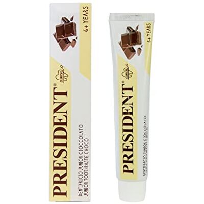 President DENTIFRICIO JUNIOR 6+ pour enfants à partir de six ans et plus. Goût chocolat, anti-caries, protège les gencives et l'émail des dents. Sans paraben, SLS, allergènes et PEG RDA 30-50 ml President DENTIFRICIO JUNIOR 6+ pour enfants à partir de six ans et plus. Goût chocolat, anti-caries, protège les gencives et l'émail des dents. Sans paraben, SLS, allergènes et PEG RDA 30-50 ml