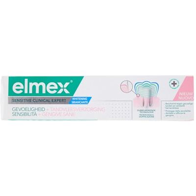 ELMEX Dentifrice Soin Sensibilité plus Gencives Blancheur protège les dents sensibles avec une utilisation continue 75mL ELMEX Dentifrice Soin Sensibilité plus Gencives Blancheur protège les dents sensibles avec une utilisation continue 75mL