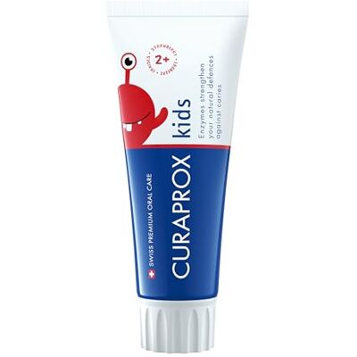 Curaprox Kids Dentifrice, Fraise 950, Fabriqué En Suisse Pour Enfants De Plus De 2 Ans, Protège Les Dents De Lait, 60 ml Curaprox Kids Dentifrice, Fraise 950, Fabriqué En Suisse Pour Enfants De Plus De 2 Ans, Protège Les Dents De Lait, 60 ml