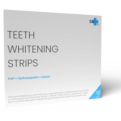 SV life Bandes Blanchissantes Dents PAP+ Blanchiment Dentaire Professionnel sans Peroxyde, sans Sensibilité Enrichies en Hydroxyapatite et Xylitol 28 bandes (14 séances) SV life Bandes Blanchissantes Dents PAP+ Blanchiment Dentaire Professionnel sans Peroxyde, sans Sensibilité Enrichies en Hydroxyapatite et Xylitol 28 bandes (14 séances)