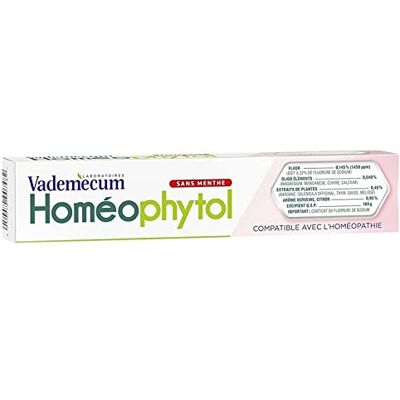 Vademecum Dentifrice Homéophytol Sans Menthe 75ml (lot de 4) Vademecum Dentifrice Homéophytol Sans Menthe 75ml (lot de 4)
