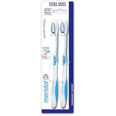 Meridol Parodont Expert Duo Pack Brosses à Dents Extra Doux Bleu et Violet Meridol Parodont Expert Duo Pack Brosses à Dents Extra Doux Bleu et Violet