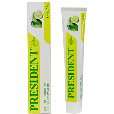President DENTIFRICIO JUNIOR 6+ pour enfants à partir de six ans et plus. Goût Citron vert, anti-caries, protège les gencives et l'émail des dents. Sans parabène, SLS, allergènes et PEG RDA 30-50 ml President DENTIFRICIO JUNIOR 6+ pour enfants à partir de six ans et plus. Goût Citron vert, anti-caries, protège les gencives et l'émail des dents. Sans parabène, SLS, allergènes et PEG RDA 30-50 ml