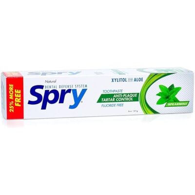 Spry Dentifrice Naturel au Xylitol 5 oz – Sans Fluor, Doux pour les Dents Sensibles, Rafraîchit l’Haleine, Hydrate la Bouche, Saveur Menthe Verte (Spearmint) (Pack of 2) Spry Dentifrice Naturel au Xylitol 5 oz – Sans Fluor, Doux pour les Dents Sensibles, Rafraîchit l’Haleine, Hydrate la Bouche, Saveur Menthe Verte (Spearmint) (Pack of 2)