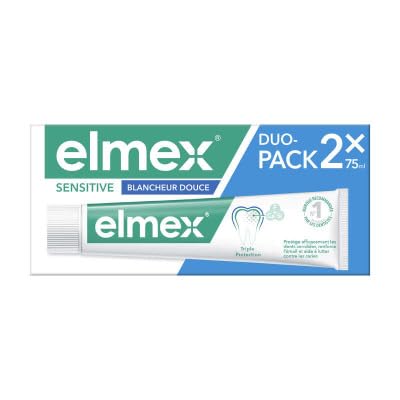 ELMEX Dentifrice Sensitive Blancheur Douce 0% Colorants Dents Sensibles, Gencives Douloureuses, Protection de l'Email 2 x 75 ml ELMEX Dentifrice Sensitive Blancheur Douce 0% Colorants Dents Sensibles, Gencives Douloureuses, Protection de l'Email 2 x 75 ml
