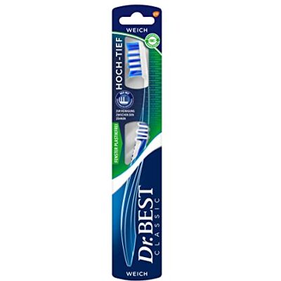 Dr.Best Brosse à dents douce (1 pièce) Poils hauts profonds pour un nettoyage en profondeur avec des rangées de poils biseautés pour un ajustement idéal à la ligne de dents. Dr.Best Brosse à dents douce (1 pièce) Poils hauts profonds pour un nettoyage en profondeur avec des rangées de poils biseautés pour un ajustement idéal à la ligne de dents.