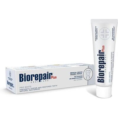 Biorepair Plus Pro White Dentifrice pour restaurer la blancheur des dents – 200 mg/g microRepair Dentifrice hydroxyapatite sans fluorure – Prévient le tartre et restaure la blancheur naturelle des Biorepair Plus Pro White Dentifrice pour restaurer la blancheur des dents – 200 mg/g microRepair Dentifrice hydroxyapatite sans fluorure – Prévient le tartre et restaure la blancheur naturelle des