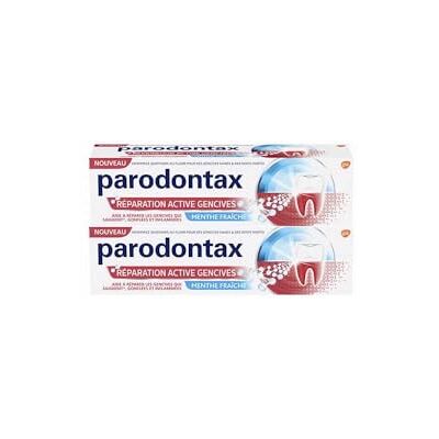 Parodontax Dentifrice Gencives + Réparation Active, Répare les Gencives qui Saignent, Gonflées, Inflammées, Cliniquement Prouvé Dès 1 Semaine d'Utilisation, Menthe Fraîche- Lot de 2 x75ml Parodontax Dentifrice Gencives + Réparation Active, Répare les Gencives qui Saignent, Gonflées, Inflammées, Cliniquement Prouvé Dès 1 Semaine d'Utilisation, Menthe Fraîche- Lot de 2 x75ml