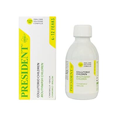 President COLLUTORIO CHILDREN pour enfants de 6 à 12 ans. Antiplaque, anti-caries, renforce et protège l'émail des dents. Sans alcool, avec bouchon doseur 200 ml President COLLUTORIO CHILDREN pour enfants de 6 à 12 ans. Antiplaque, anti-caries, renforce et protège l'émail des dents. Sans alcool, avec bouchon doseur 200 ml