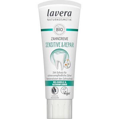 lavera Dentifrice Sensitive & Repair Pour dents sensibles Protection 24 h Camomille bio et floride de sodium Végétalien Cosmétique naturel 75 ml lavera Dentifrice Sensitive & Repair Pour dents sensibles Protection 24 h Camomille bio et floride de sodium Végétalien Cosmétique naturel 75 ml