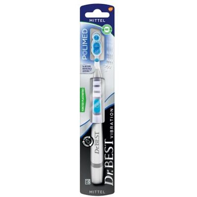Dr.Best Vibration Polimed Brosse à dents moyenne (1 pièce), pour une performance de nettoyage 9 fois supérieure sur le bord des gencives * Dr.Best Vibration Polimed Brosse à dents moyenne (1 pièce), pour une performance de nettoyage 9 fois supérieure sur le bord des gencives *