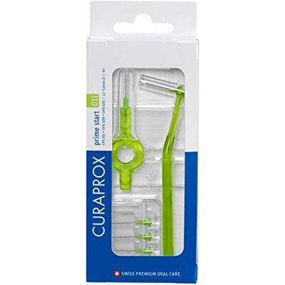 Curaprox CPS 011 Prime Start : 5 CPS 011 + UHS 409 Et UHS 470, Vert Citron Set De Brossettes Interdentaires, Set De 5 Brossettes, 2 Supports Différents, Diamètre 1,1mm, Zone 5,0mm, Suisse Curaprox CPS 011 Prime Start : 5 CPS 011 + UHS 409 Et UHS 470, Vert Citron Set De Brossettes Interdentaires, Set De 5 Brossettes, 2 Supports Différents, Diamètre 1,1mm, Zone 5,0mm, Suisse