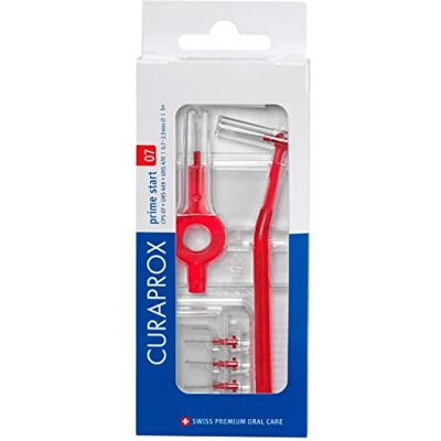 Curaprox CPS 07 Prime-Set: 5 CPS 07 + UHS 409 et UHS 470 Manches, Rouge Set de brossettes , 5 brossettes , 2 manches , Diamètre 0,7 mm , Zone 2,5 mm , Swiss Made Curaprox CPS 07 Prime-Set: 5 CPS 07 + UHS 409 et UHS 470 Manches, Rouge Set de brossettes , 5 brossettes , 2 manches , Diamètre 0,7 mm , Zone 2,5 mm , Swiss Made