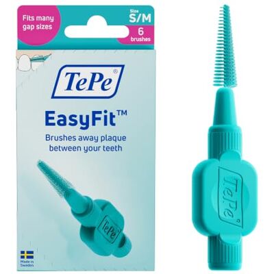 TePe Brossettes Interdentaires EasyFit™, Turquoise, Tailles S/M, 6pcs TePe Brossettes Interdentaires EasyFit™, Turquoise, Tailles S/M, 6pcs