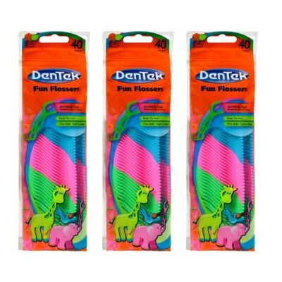 DenTek Fun Kids Flossers, saveur de fruits sauvages, 40 Chaque (pack de 3) DenTek Fun Kids Flossers, saveur de fruits sauvages, 40 Chaque (pack de 3)