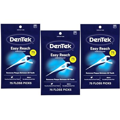 DenTek , Complete Clean Lot de 3 médiators 75 fils dentaires DenTek , Complete Clean Lot de 3 médiators 75 fils dentaires