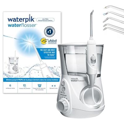 Waterpik Hydropulseur Ultra Professional, Jet Dentaire avec 7 Embouts et 10 Niveaux de Pression, Élimine la Plaque, Blanc (WP-660EU) Waterpik Hydropulseur Ultra Professional, Jet Dentaire avec 7 Embouts et 10 Niveaux de Pression, Élimine la Plaque, Blanc (WP-660EU)