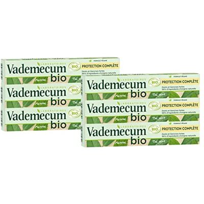 Vademecum Dentifrice Protection Complète Certifié Bio Dents et Gencive Fortes Thé Vert Menthe Mélisse 99% d'ingrédients d'origine naturelle Formule Végane Tube 75 ml Lot de 6 Vademecum Dentifrice Protection Complète Certifié Bio Dents et Gencive Fortes Thé Vert Menthe Mélisse 99% d'ingrédients d'origine naturelle Formule Végane Tube 75 ml Lot de 6