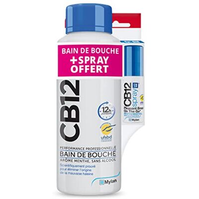 CB12 Bain de Bouche 500 ml + Spray Buccal Sans Alcool Menthe 15 ml Offert CB12 Bain de Bouche 500 ml + Spray Buccal Sans Alcool Menthe 15 ml Offert