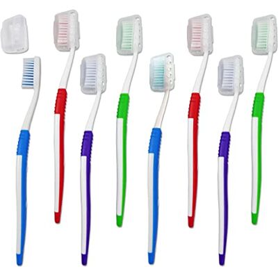 Dental Aesthetics Lot de 8 Brosses à Dents Manuelles ~ Pour Adultes, avec Capuchons, Poils Moyens Souples Dental Aesthetics Lot de 8 Brosses à Dents Manuelles ~ Pour Adultes, avec Capuchons, Poils Moyens Souples