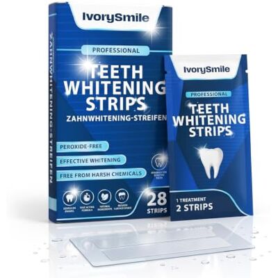 IvorySmile Lot de 28 bandes blanchissantes professionnelles pour dents blanches et sensibles, blanchiment des dents, sans peroxyde, 28 pièces IvorySmile Lot de 28 bandes blanchissantes professionnelles pour dents blanches et sensibles, blanchiment des dents, sans peroxyde, 28 pièces