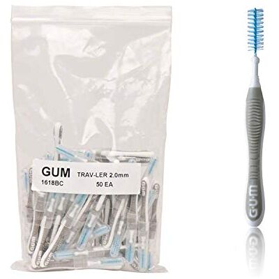 GUM TRAV-LER Lot de 50 brossettes interdentaires ISO 6 Gris 2 mm GUM TRAV-LER Lot de 50 brossettes interdentaires ISO 6 Gris 2 mm