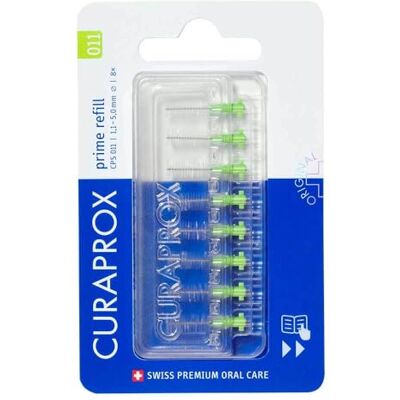 Curaprox CPS 011 Prime Lot de 8 recharges pour brossettes interdentaires Curaprox CPS 011 Prime Lot de 8 recharges pour brossettes interdentaires