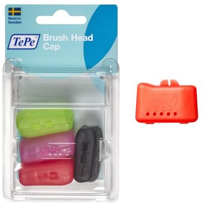 TePe Lot de 4 capuchons de brosse à dents Petit capuchon de voyage pratique Convient à toutes les brosses à dents Séchage rapide TePe Lot de 4 capuchons de brosse à dents Petit capuchon de voyage pratique Convient à toutes les brosses à dents Séchage rapide