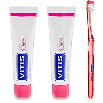 Vitis Gingival Lot de 2 dentifrices et brosses à dents gingivales 100 ml Vitis Gingival Lot de 2 dentifrices et brosses à dents gingivales 100 ml