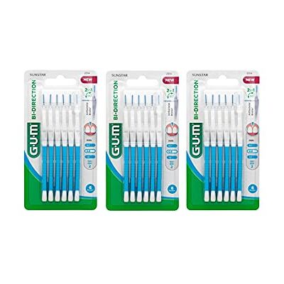 GUM BI-DIRECTION Lot de 3 paquets de 6 brossettes interdentaires Bleu clair 0,9 mm GUM BI-DIRECTION Lot de 3 paquets de 6 brossettes interdentaires Bleu clair 0,9 mm