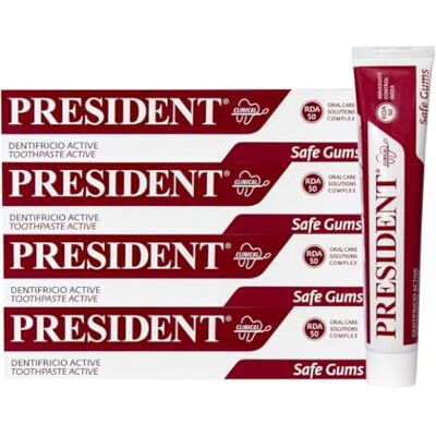 President KIT 4 DENTIFRICE ACTIVE D'activité gingivale. Pour gencives irritées, enflammées et parodontites Action désinfectante astringente. RDA 50. 4 x 75 ml President KIT 4 DENTIFRICE ACTIVE D'activité gingivale. Pour gencives irritées, enflammées et parodontites Action désinfectante astringente. RDA 50. 4 x 75 ml