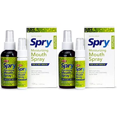 Spry Spray Buccal Naturel au Xylitol – Hydratant pour Bouche Sèche, Rafraîchit l’Haleine, Stimule la Salivation, Sans OGM, Sans Gluten, Soin Oral Pratique à la Menthe Verte, 133 ml (Pack de 2) Spry Spray Buccal Naturel au Xylitol – Hydratant pour Bouche Sèche, Rafraîchit l’Haleine, Stimule la Salivation, Sans OGM, Sans Gluten, Soin Oral Pratique à la Menthe Verte, 133 ml (Pack de 2)