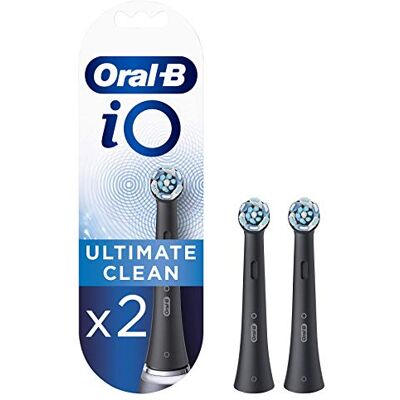 Oral-B iO Ultimate Clean Lot de 2 têtes de brosse à dents électrique torsadées et inclinées pour enlever la plaque dentaire en profondeur Noir Oral-B iO Ultimate Clean Lot de 2 têtes de brosse à dents électrique torsadées et inclinées pour enlever la plaque dentaire en profondeur Noir