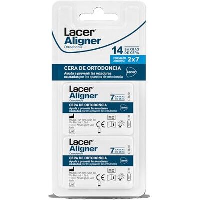Lacer ALIGNER Cire pour Brackets Orthodontie Pack de 14 bâtons Protection contre les frottements Soulagement des irritations des gencives, de la langue et des muqueuses buccales Application Lacer ALIGNER Cire pour Brackets Orthodontie Pack de 14 bâtons Protection contre les frottements Soulagement des irritations des gencives, de la langue et des muqueuses buccales Application