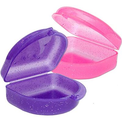 Dental Aesthetics 2x Etui Pour Appareils Dentaires Boîte de Protection pour Orthodontiques, Dentaires Sportifs, Dentiers (rose pailleté et violet pailleté) Dental Aesthetics 2x Etui Pour Appareils Dentaires Boîte de Protection pour Orthodontiques, Dentaires Sportifs, Dentiers (rose pailleté et violet pailleté)