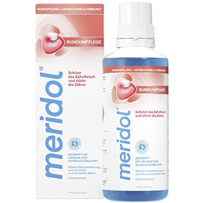Meridol Après-bouche soin complet en cas de sensibilité 400 ml Bain de bouche pour gencives sensibles, renforce les dents et prévient les caries, formule double action avec CPC et zinc Meridol Après-bouche soin complet en cas de sensibilité 400 ml Bain de bouche pour gencives sensibles, renforce les dents et prévient les caries, formule double action avec CPC et zinc