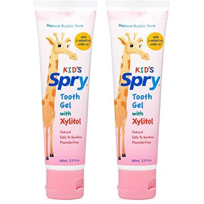 Spry Dentifrice Naturel au Xylitol pour Enfants dès 3 Mois – Gel Dentifrice Doux Sans Fluor, Goût Agréable, Soutient le Développement des Dents en Formation, Bubble Gum 2 Fl Oz (Pack of 2) Spry Dentifrice Naturel au Xylitol pour Enfants dès 3 Mois – Gel Dentifrice Doux Sans Fluor, Goût Agréable, Soutient le Développement des Dents en Formation, Bubble Gum 2 Fl Oz (Pack of 2)