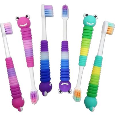 Dental Aesthetics Lot de 6 brosses à dents pour tout-petits Caterpillar Brosses manuelles pour les dents de 0 à 3 ans Dental Aesthetics Lot de 6 brosses à dents pour tout-petits Caterpillar Brosses manuelles pour les dents de 0 à 3 ans