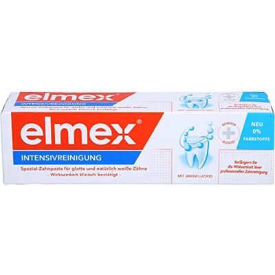 ELMEX Dentifrice nettoyant intensif 50 ml Spécialement conçu pour des dents lisses et naturellement blanches Prolonge l'effet d'un nettoyage dentaire professionnel ELMEX Dentifrice nettoyant intensif 50 ml Spécialement conçu pour des dents lisses et naturellement blanches Prolonge l'effet d'un nettoyage dentaire professionnel