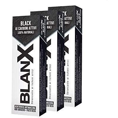 BLANX , Dentifrice Classic Black, Dentifrice avec charbon actif blanchissant, naturel, non abrasif, pour dents blanches, 75 ml 3 boîtes BLANX , Dentifrice Classic Black, Dentifrice avec charbon actif blanchissant, naturel, non abrasif, pour dents blanches, 75 ml 3 boîtes