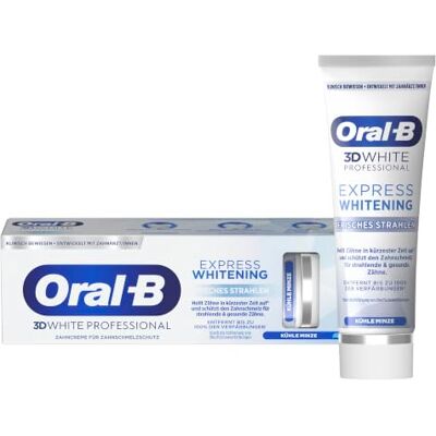 Oral-B 3D White Professional Express Whitening Dentifrice blanchissant pour un éclat frais, blanchiment des dents en un rien de temps, menthe fraîche – 1 x 75 ml Oral-B 3D White Professional Express Whitening Dentifrice blanchissant pour un éclat frais, blanchiment des dents en un rien de temps, menthe fraîche – 1 x 75 ml