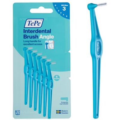 TePe Brossettes Interdentaires Angle, Bleu, 0.6mm/ISO 3, 6pcs TePe Brossettes Interdentaires Angle, Bleu, 0.6mm/ISO 3, 6pcs