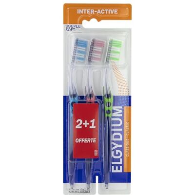 Elgydium Brosse à Dents Inter-Active Souple 2 Brosses à Dents + 1 Offerte Elgydium Brosse à Dents Inter-Active Souple 2 Brosses à Dents + 1 Offerte