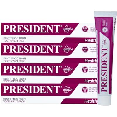 President KIT 4 DENTIFRICE PROFI avec chlorhexidine 0,20% action désinfectante antibactérienne intensive pour parodontopathies, gencives irritées saignements et après interventions chirurgicales. RDA President KIT 4 DENTIFRICE PROFI avec chlorhexidine 0,20% action désinfectante antibactérienne intensive pour parodontopathies, gencives irritées saignements et après interventions chirurgicales. RDA