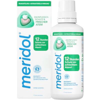 Meridol SICHERER ATEM Mundspülung, 400 ml Effet antibactérien, prévient les saignements des gencives et l'inflammation, combat la mauvaise haleine Meridol SICHERER ATEM Mundspülung, 400 ml Effet antibactérien, prévient les saignements des gencives et l'inflammation, combat la mauvaise haleine